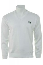 Bowls V-Neck White Jumper with
