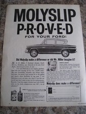 MOLYSLIP PROVED FOR YOUR FORD MR MILLER GORDON WILKINS 1962 ADVERT A4 FILE 38