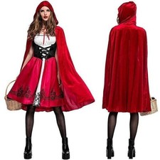 Adult Little Red Riding Hood Ladies Book Week Costume Cape Cloak Fancy Dress UK