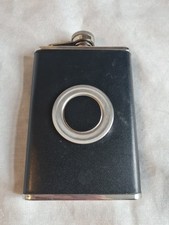 8oz Stainless Steel Hip Flask with Black Leather Jacket