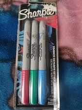 Sharpie Fine Permanent Metallic Marker Pens 3 Pack Colour Red Green Blue