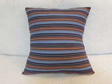 Cushion Cover, 16", Navy, Blue, Coral, Stripes, Cotton, Nautical, Bright, Fun.