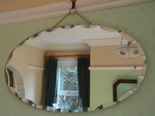 Vintage oval art deco beveled - oval,