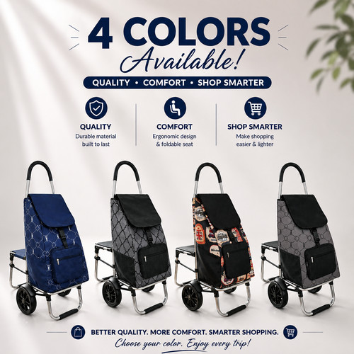 Foldable shopping trolley with - foldable,