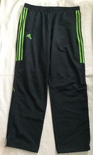 ADIDAS NAVY CHARCOAL TRACK BOTTOMS NEON STRIPED TRAINING PANTS  SIZE 40”    #738