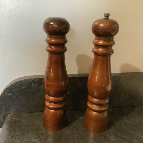 Vintage tall wooden salt and - vintage,