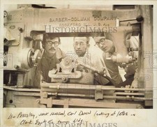 1974 Press Photo Leo Pressley & group look over lathe at Clark Company in Hamlet
