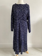 Masai Blue And White Floral MIDI Empire Line Dress Size XL