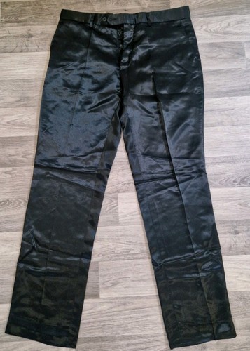 Mens satin black trousers - satin,