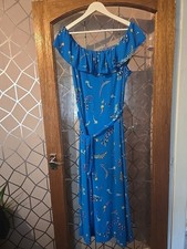 Beautiful M&S Blue/turquoise Midaxi Dress Size  16 Regular. On or off Shoulder.