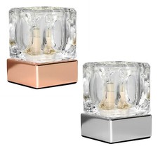 Glass Ice Cube Touch Dimmer Table Lamp Bedside Bedroom Study Office Desk Light