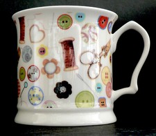 Sewing needlework seamstress colourful fine bone china tankard, large mug