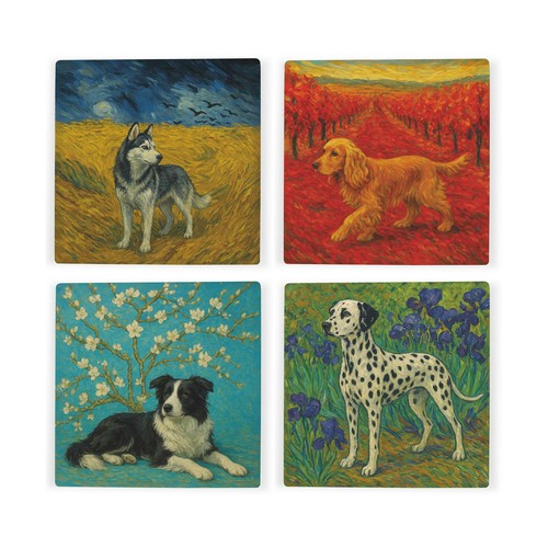 Van gogh dogs ceramic - gogh, coaster