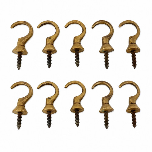 Solid brass cup hooks - brass,