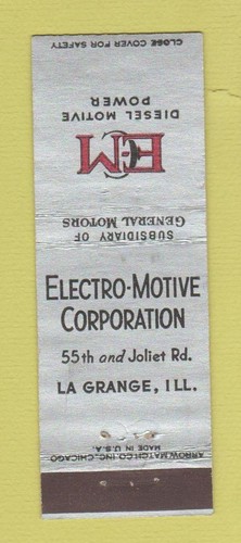 Matchbook cover elecro motor - cover,