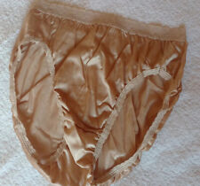 Pretty Almond Silky Nylon Vintage Style High Leg Panties Knickers  UK 12 - US 7