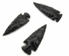 Black Obsidian Flint Stone Bird Arrow Head Point Big One 3 Inches Arrowhead