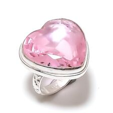 Natural Pink Kunzite Gemstone Handmade 925 Sterling Silver Gift Ring Size 7 N628