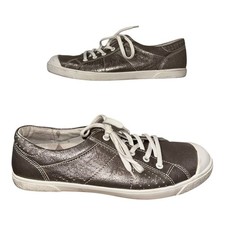 Joseph Seibel Women's 40 /9 -9.5 Shoes Silver Pewter Metallic Leather Sneakers 