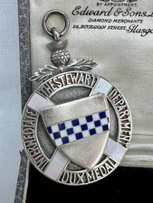 Rare Boness Academy Silver & Enamel Medal For 1924 To William H.Blair.