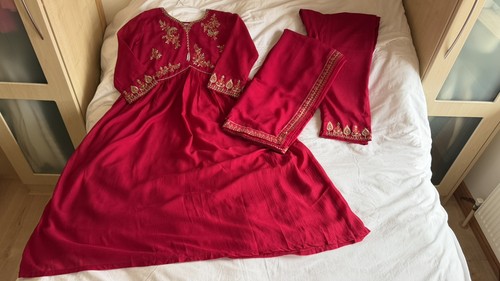 Indian red dress frock - red,