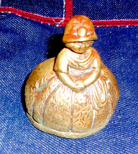 Vintage brass bell figural - 3",