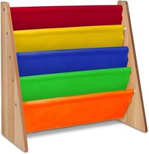 Children's Bookcase Book Shelf Storage Bookshelf Shelves Rainbow Fabric 4 Tier
