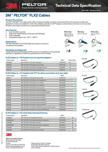 Peltor flx2 cable for - flx2,