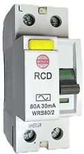 Wylex WRS80/2 80Amp 30mA double pole RCD - BS61008 - Yellow Test Button