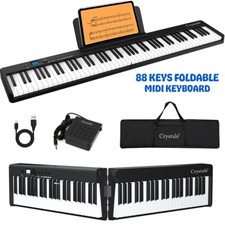 Foldable Piano Keyboard 88 Keys Full Size Semi-Weighted Bluetooth Midi Pedal