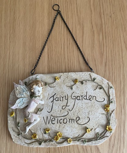 Fairy garden welcome - welcome, resin