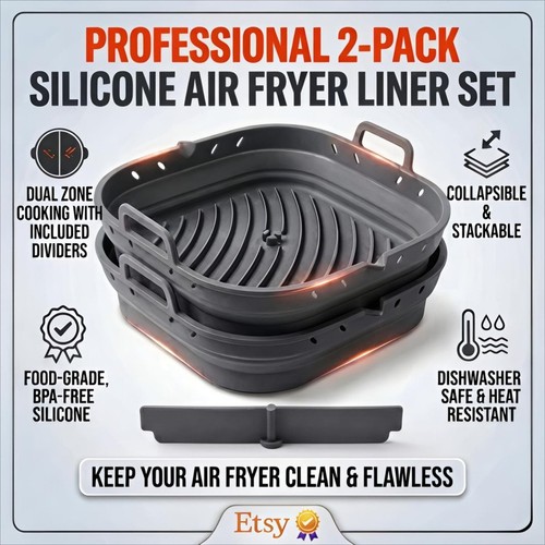 Pack silicone air fryer - 2-pack,