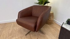 Sofology Adler Leather Swivel Chair in Relaxed Soft Brown