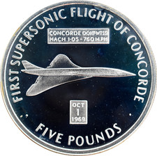 Coin Silver Proof 1st Supersonic Flight Of Concorde £5 2006 1oz
