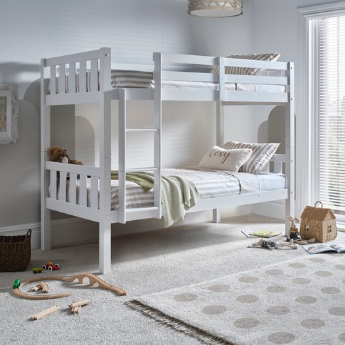 Icon white wooden bunk bed - white,