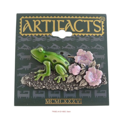 Green frog brooch - frog, vintage