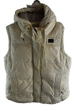 SUPERDRY Beige University Gilet size XL Womens Full Zip Hooded Vest Casual