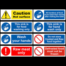 Set of 8 Kitchen Food Signs Catering Preparation Stickers Restaurant Hygiene