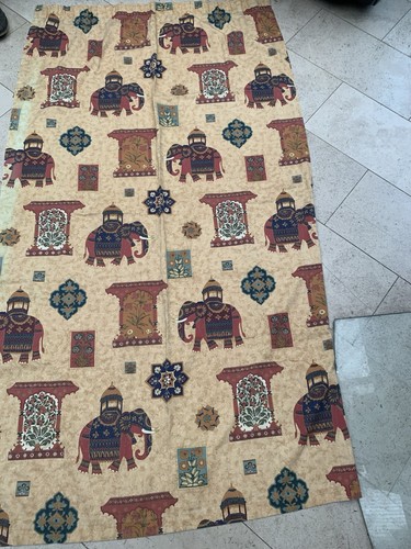 Retro fabric elephants - fabric, cotton