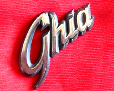 Ghia Chrome & Black Plastic Script Badge Original 8cm long used