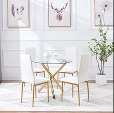 5pcs Dining Room Set 4 Faux