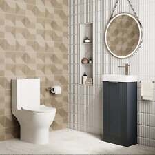 Deco 400mm Cloakroom Bathroom Suites Close Couple Toilet Black & Chrome Finish