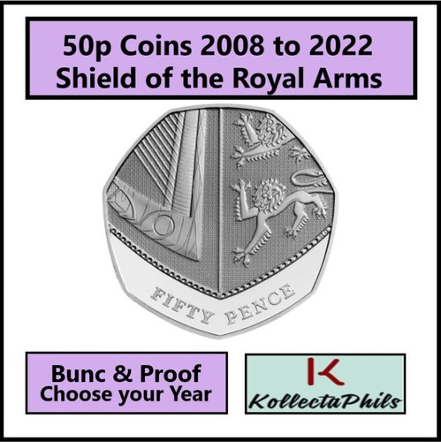 50p shield fifty - 50p, pence