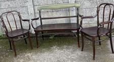 RARE ANTIQUE ARTS & CRAFTS THONET BENTWOOD 2 SEATER BENCH & TWO ARMCHAIRS