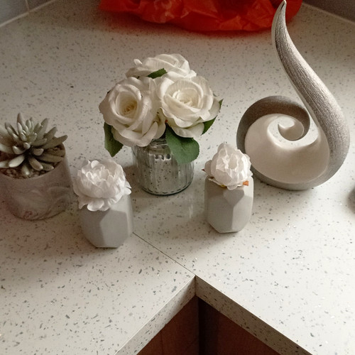 Artificial white green rose - white, &