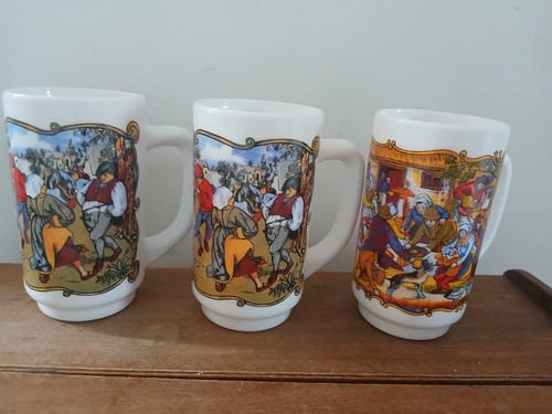 Arcopal milk glass tankards - 3,