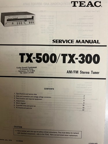 Teac 500 300 - tx-500/tx-300, am/fm