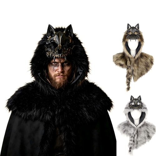 Viking wolf hood cape skull - viking,