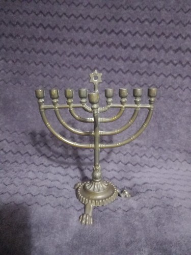 Vintage small bronze hanukkah - vintage,