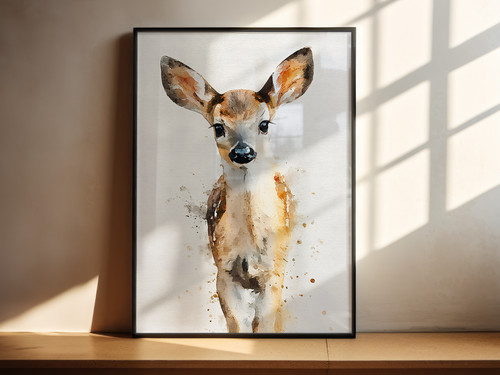 Baby deer soft watercolour - baby,